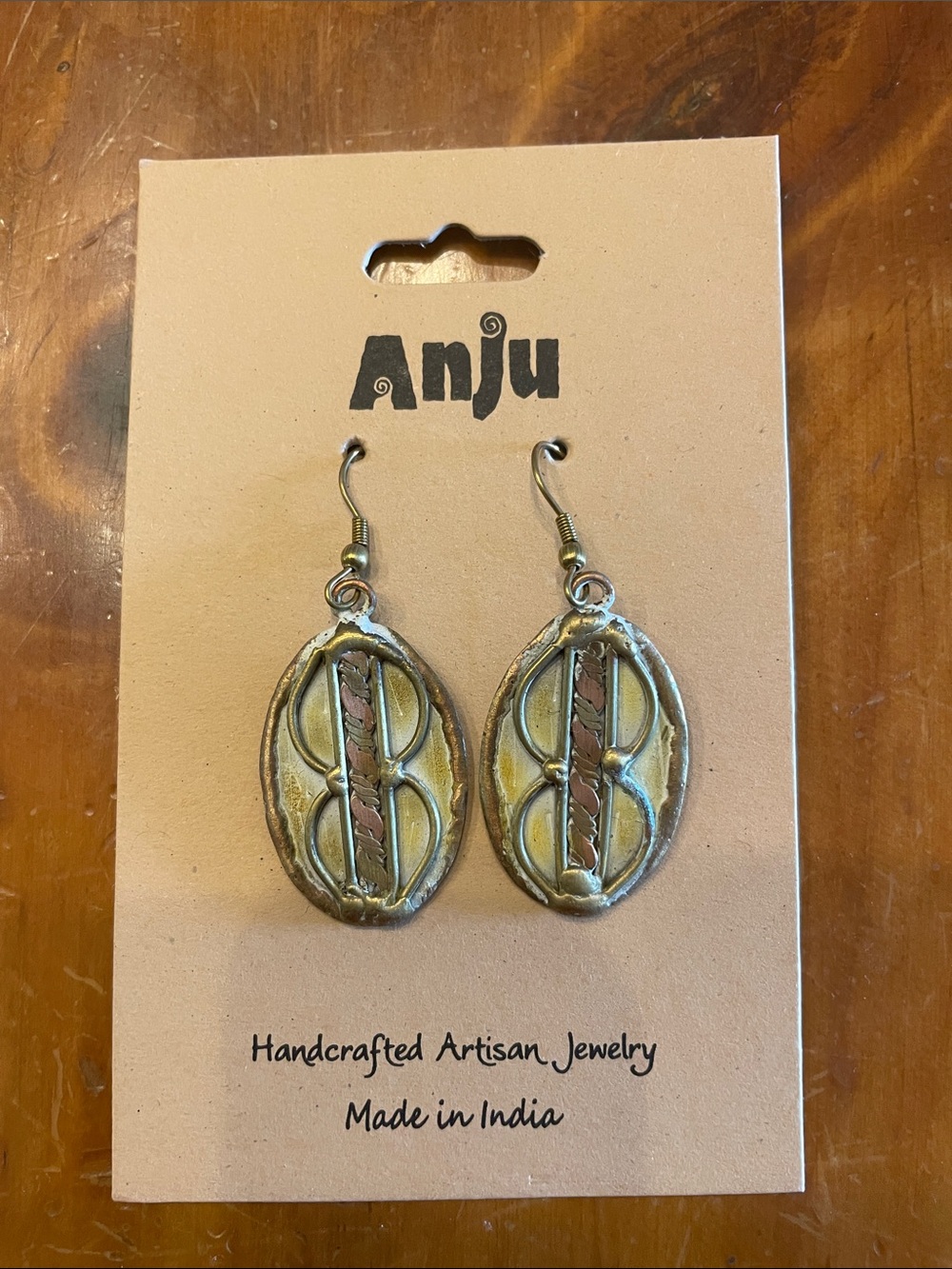 Anju Gold-Tone Handcrafted Oval Drop Earrings